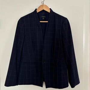 Ann Taylor windowpane check navy blazer